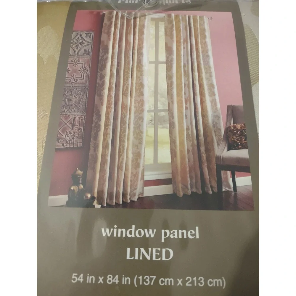 Pier 1 Imports Gold Damask Lined Window Panel Curtain 54x84 Jacquard New